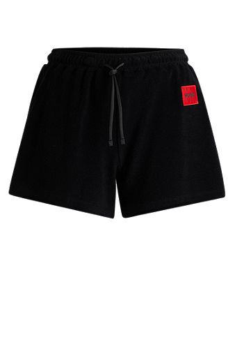 Cotton-blend shorts with logo detail, Black