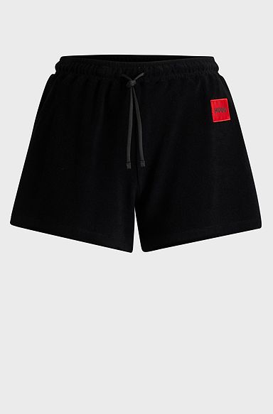 Cotton-blend shorts with logo detail, Black