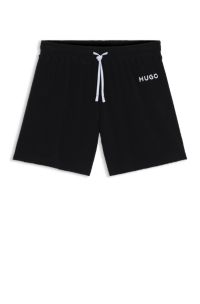 Cotton-blend shorts with logo detail, Black
