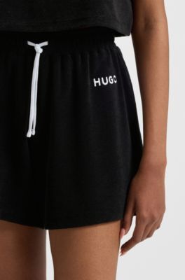 Cotton-blend shorts with logo detail, Black