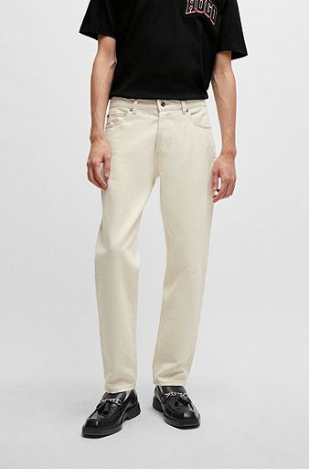 Tapered-fit jeans in natural denim, White