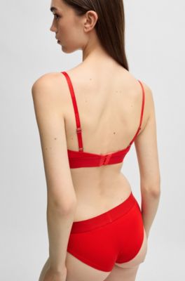 Slip en coton stretch avec &eacute;tiquette logot&eacute;e rouge, Rouge