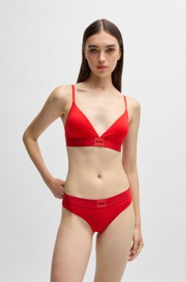 Slip en coton stretch avec &eacute;tiquette logot&eacute;e rouge, Rouge