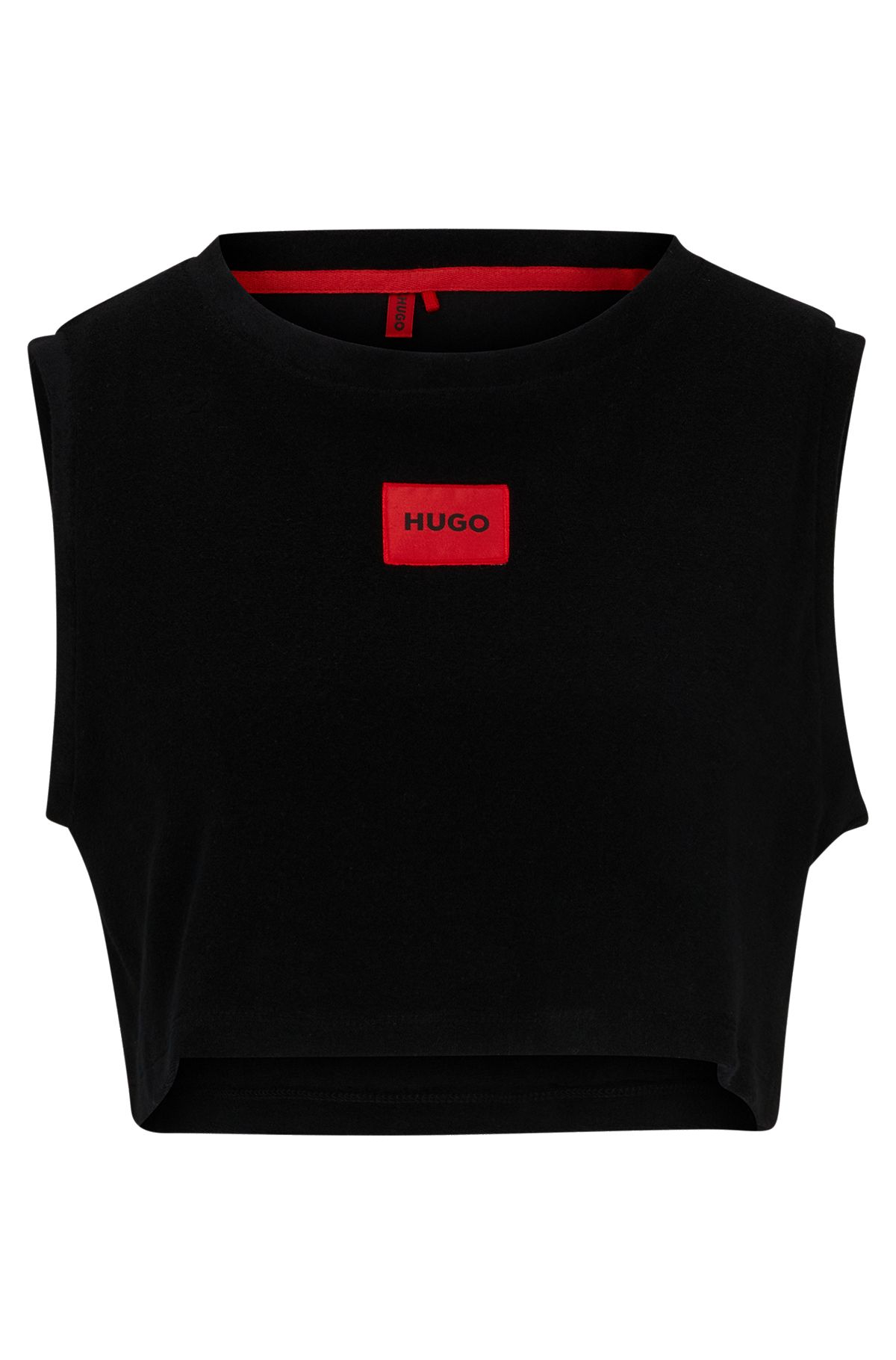 Cropped cotton-blend vest top with logo detail, Black