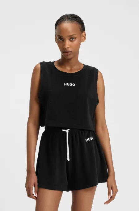 Cropped cotton-blend vest top with logo detail