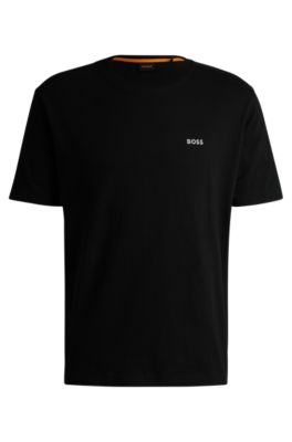 Cotton-jersey T-shirt with decorative reflective artwork, Black