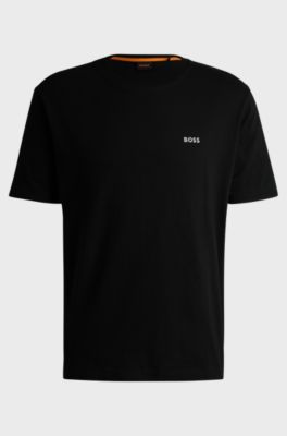 Cotton-jersey T-shirt with decorative reflective artwork, Black