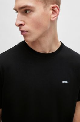 Cotton-jersey T-shirt with decorative reflective artwork, Black