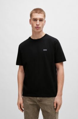 Cotton-jersey T-shirt with decorative reflective artwork, Black