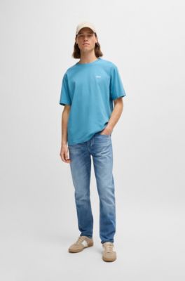 BOSS - Cotton-jersey T-shirt with decorative reflective artwork