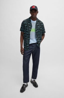 HUGO - Relaxed-fit short-sleeved shirt with seasonal print