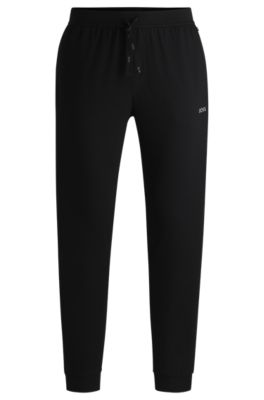 Stretch-cotton tracksuit bottoms with embroidered logo, Black