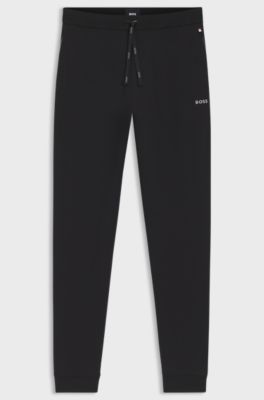 Pantaloni della tuta in cotone elasticizzato con logo ricamato, Nero