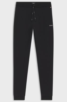 Stretch-cotton tracksuit bottoms with embroidered logo, Black
