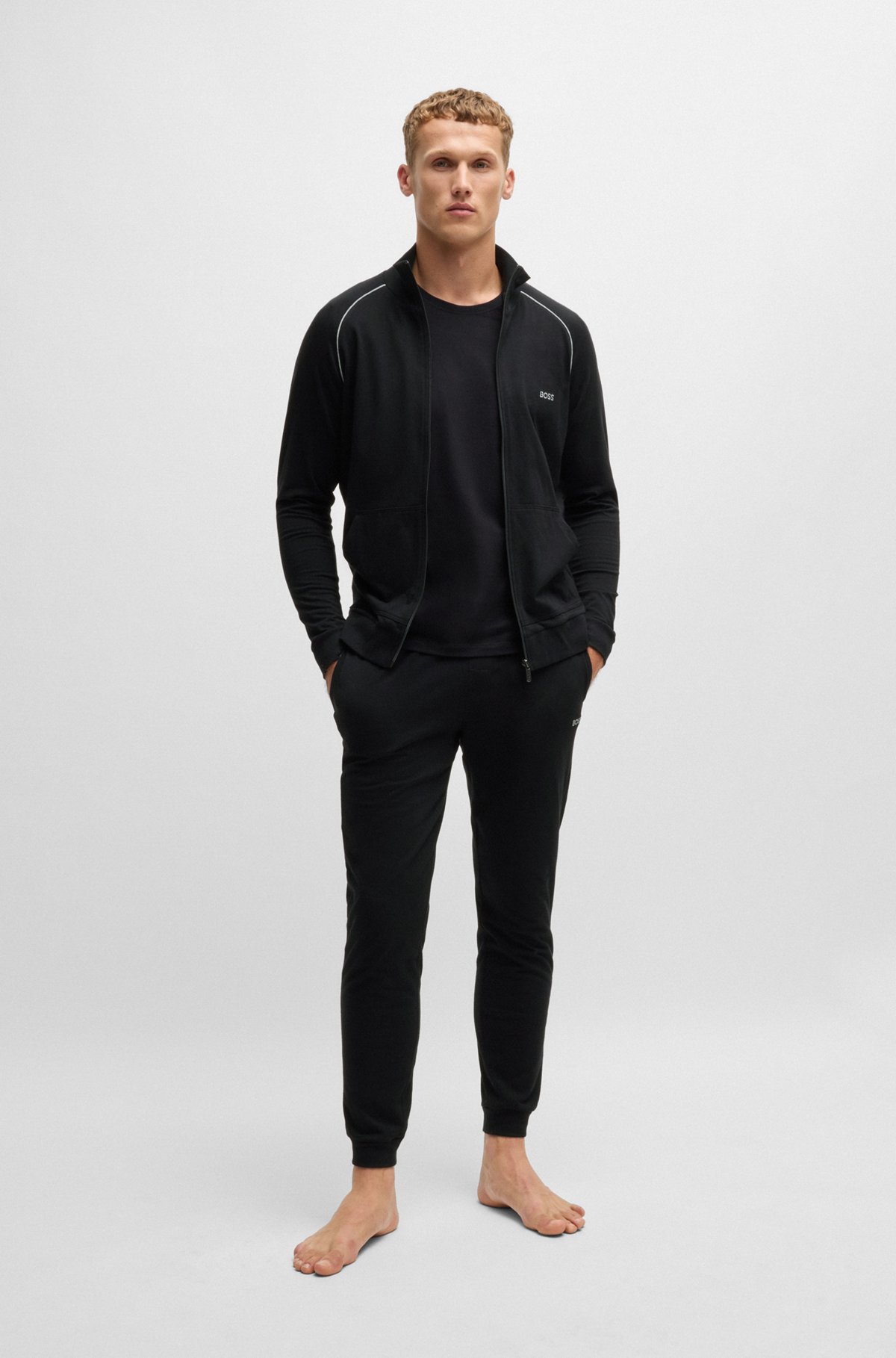 BOSS - ストレッチコットン トラックスーツボトムス ロゴエン BOSS - ストレッチコットン トラックスーツボトムス ロゴエン