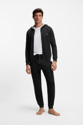 Bas de surv&ecirc;tement en coton stretch &agrave; logo brod&eacute;, Noir