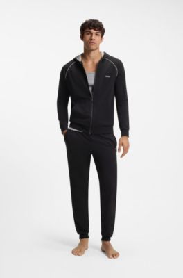 Pantaloni della tuta in cotone elasticizzato con logo ricamato, Nero