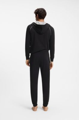 Pantaloni della tuta in cotone elasticizzato con logo ricamato, Nero