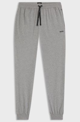 Stretch-cotton tracksuit bottoms with embroidered logo, Grey