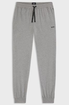 Stretch-cotton tracksuit bottoms with embroidered logo, Grey