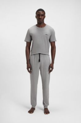 Stretch-cotton tracksuit bottoms with embroidered logo, Grey