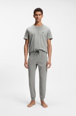 Stretch-cotton tracksuit bottoms with embroidered logo, Grey