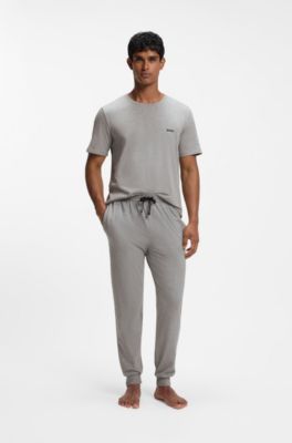 Jogginghose aus Stretch-Baumwolle mit Logo-Stickerei, Grau