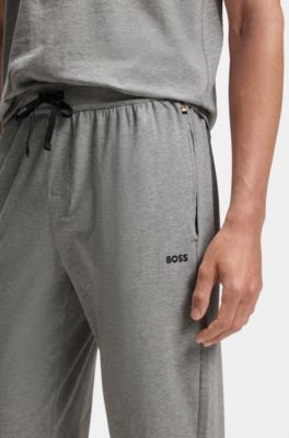 Pantaloni della tuta in cotone elasticizzato con logo ricamato, Grigio