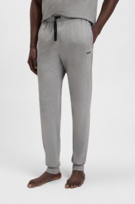 Stretch-cotton tracksuit bottoms with embroidered logo, Grey