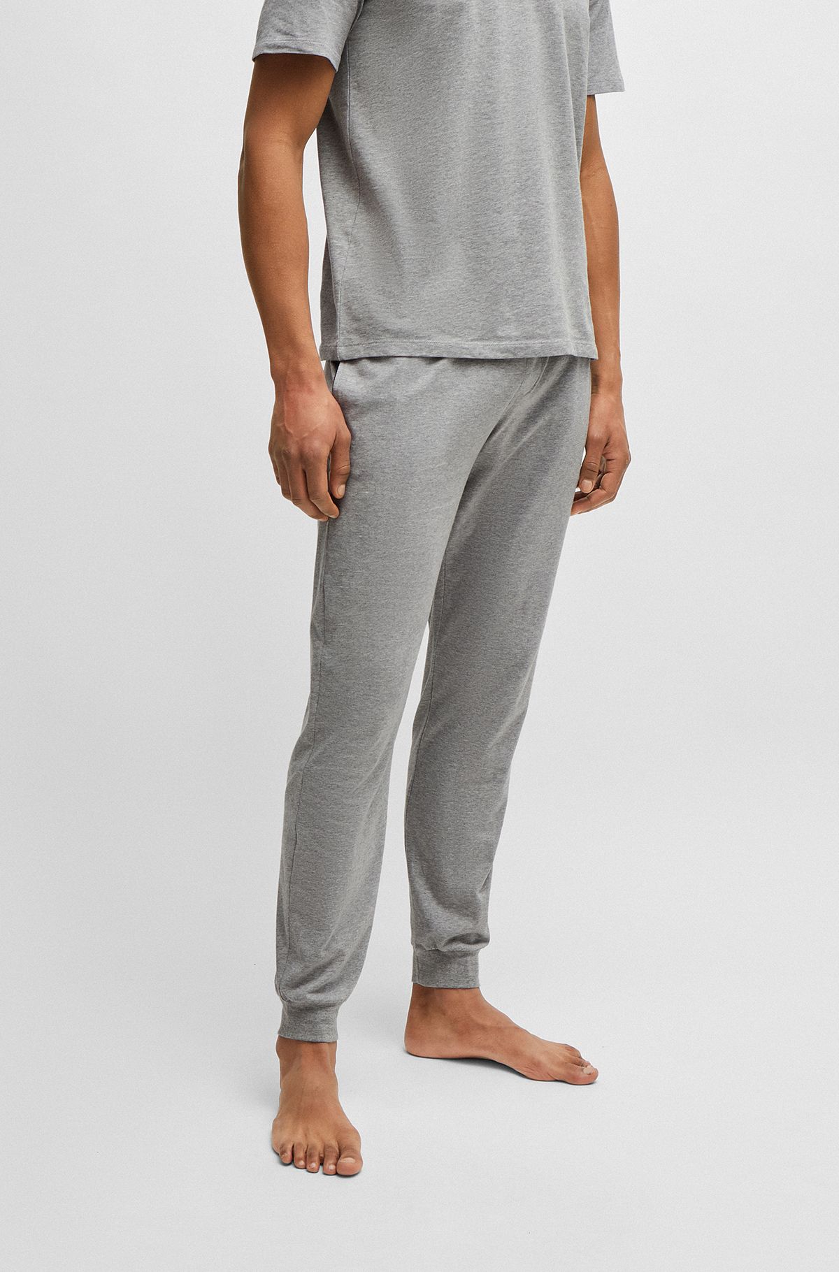 Stretch-cotton tracksuit bottoms with logo detail, Grey