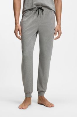 Bas de surv&ecirc;tement en coton stretch &agrave; logo brod&eacute;, Gris