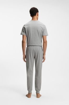 Stretch-cotton tracksuit bottoms with embroidered logo, Grey