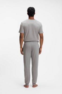 Stretch-cotton tracksuit bottoms with embroidered logo, Grey