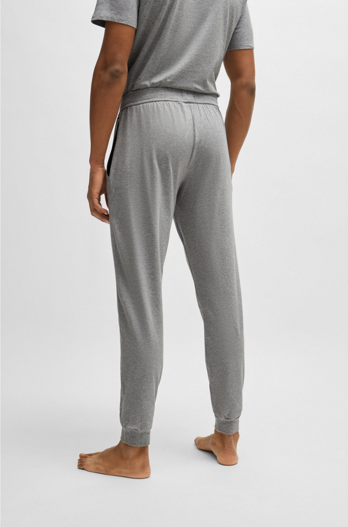 Stretch-cotton tracksuit bottoms with logo detail, Grey
