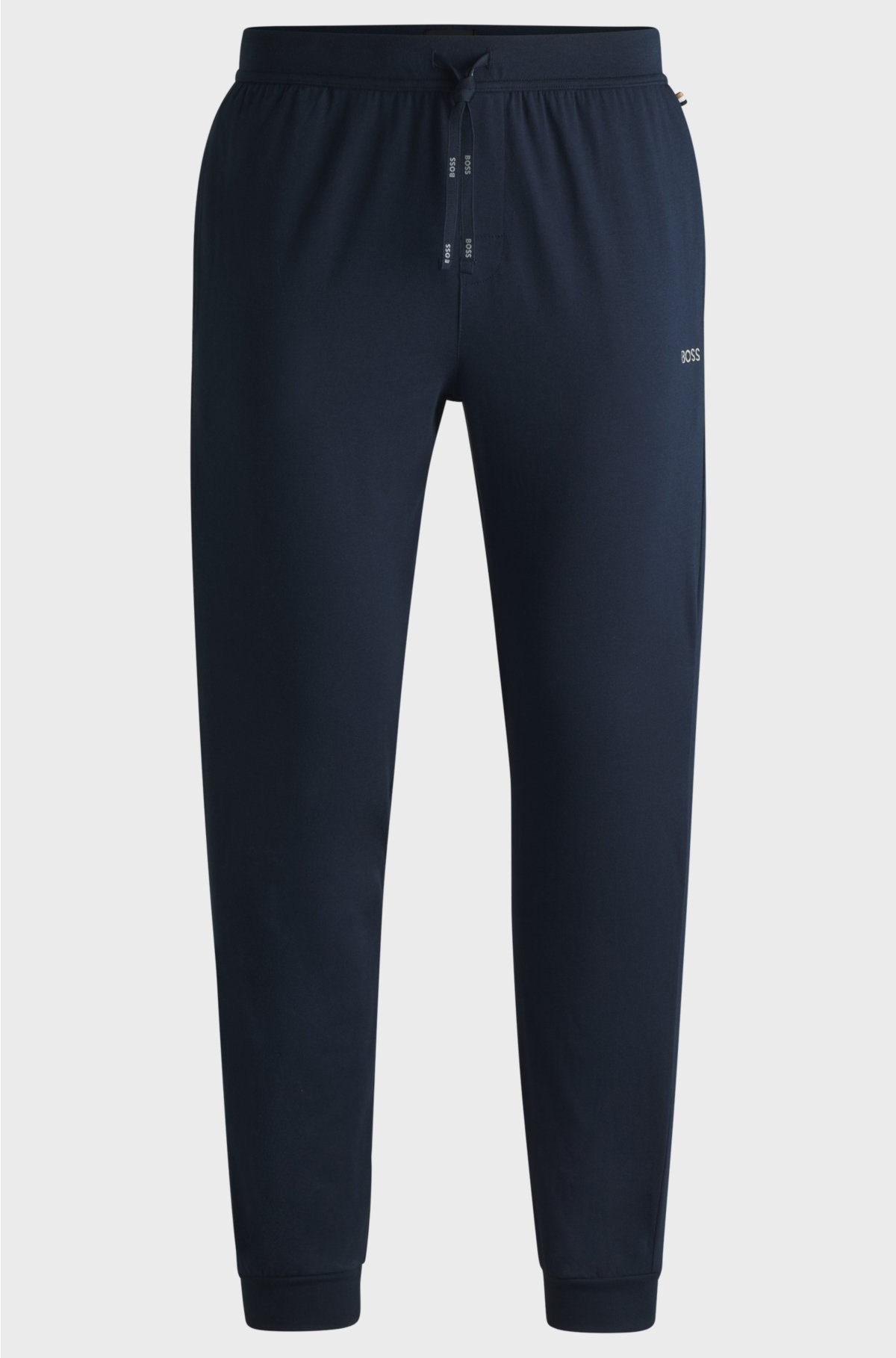 Stretch-cotton tracksuit bottoms with logo detail, Dark Blue