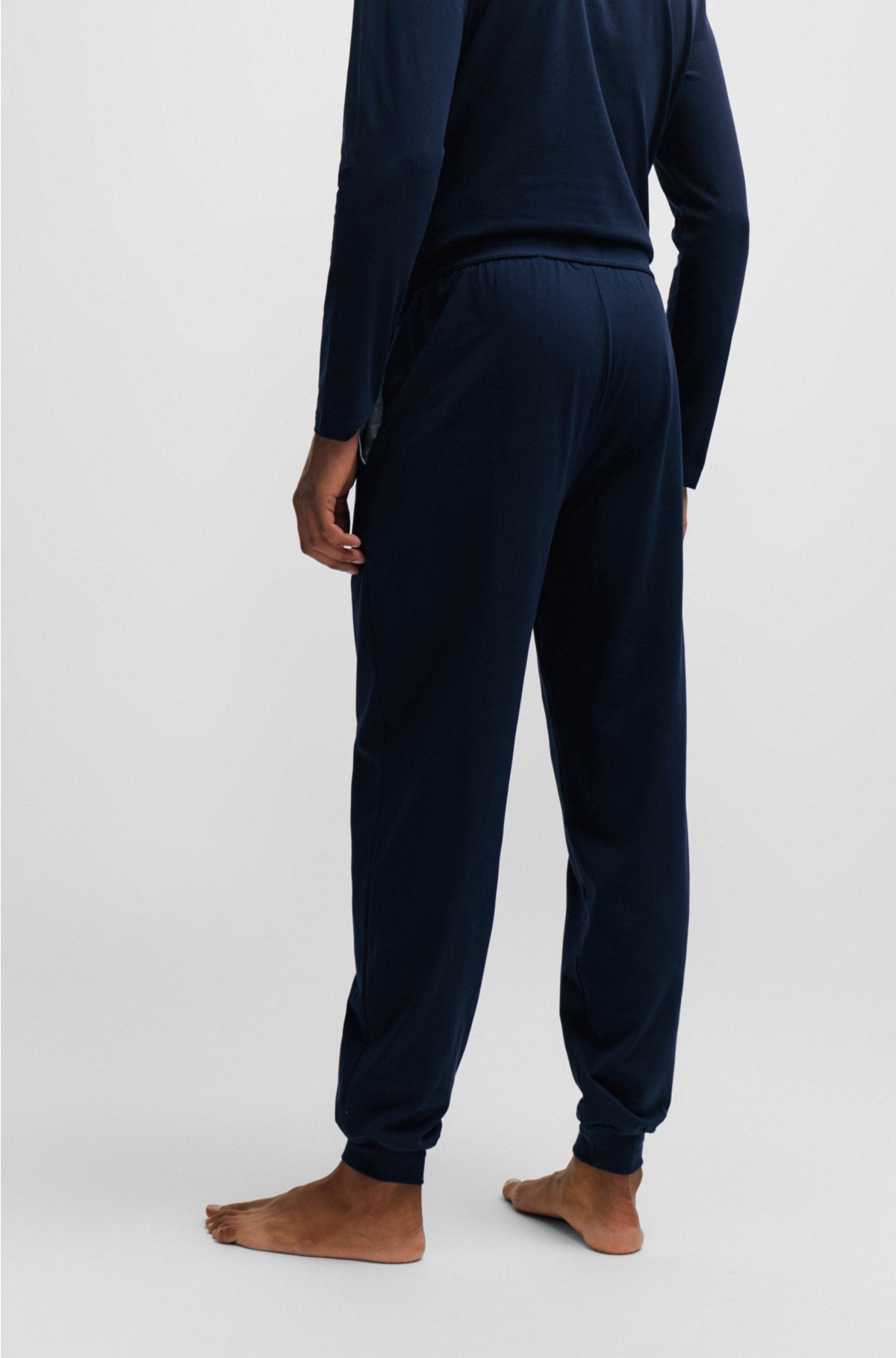 Stretch-cotton tracksuit bottoms with logo detail, Dark Blue