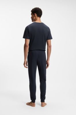 Trainingsbroek van stretchkatoen met logostiksel, Donkerblauw