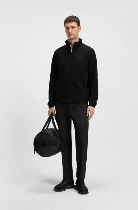 Zip-up jacket in stretch cotton with embroidered logo