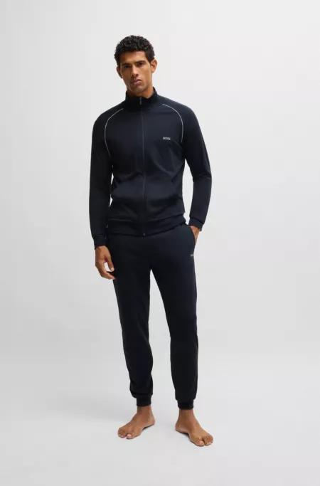 Stretch-cotton jacket with embroidered logo