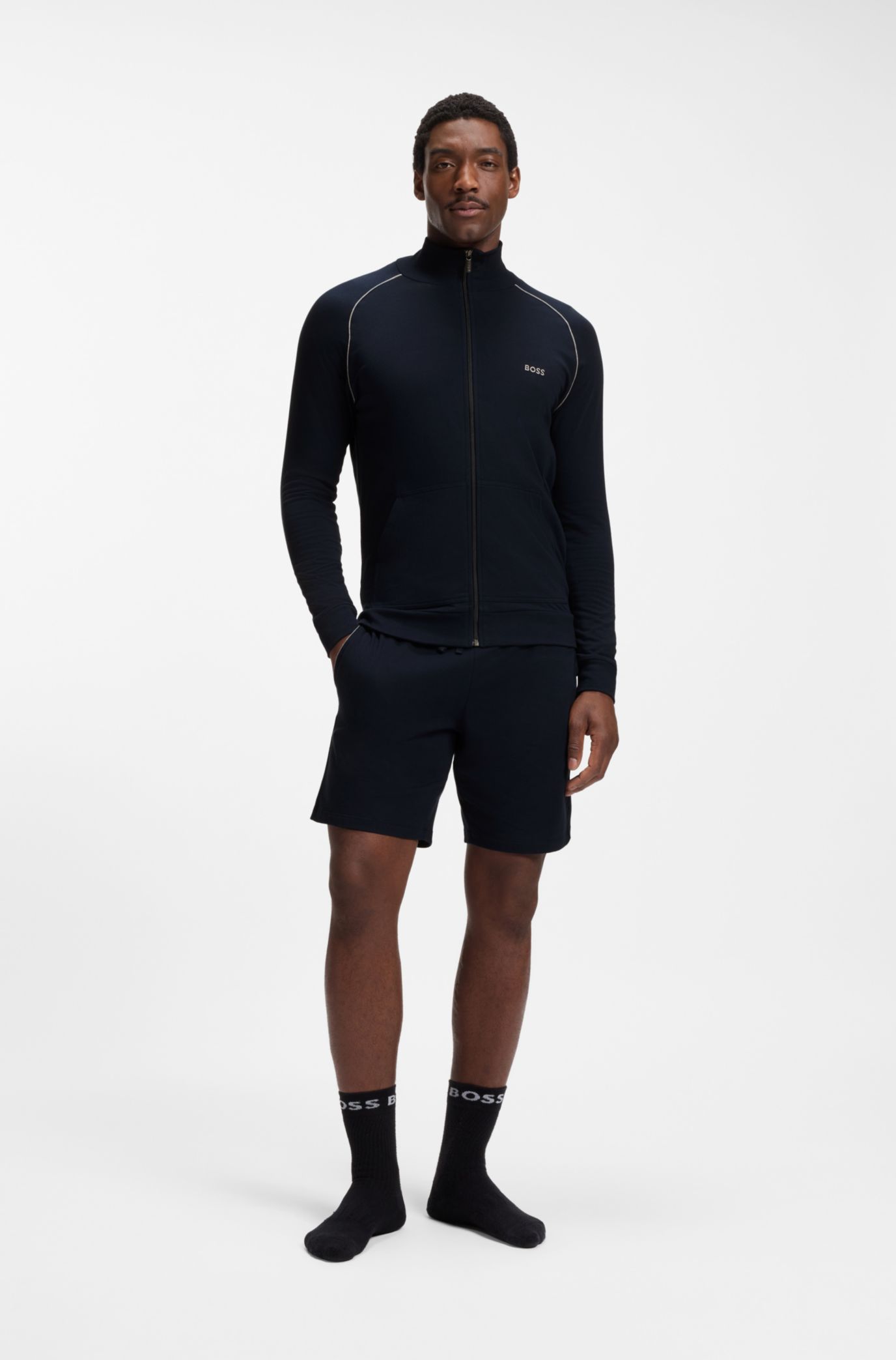 タグ付新品未使用 HUGO BOSS 現行 ウール ジップアップブルゾン XL BOSS ジップアップジャケット バージンウールサージ (Hugo Boss