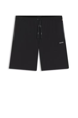 Stretch-cotton shorts with embroidered logo, Black