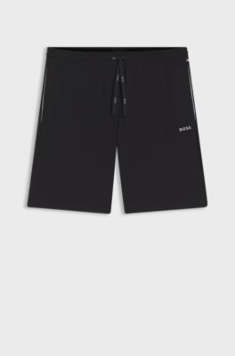 Stretch-cotton shorts with embroidered logo, Black