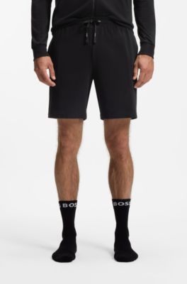 Shorts van stretchkatoen met logostiksel, Zwart