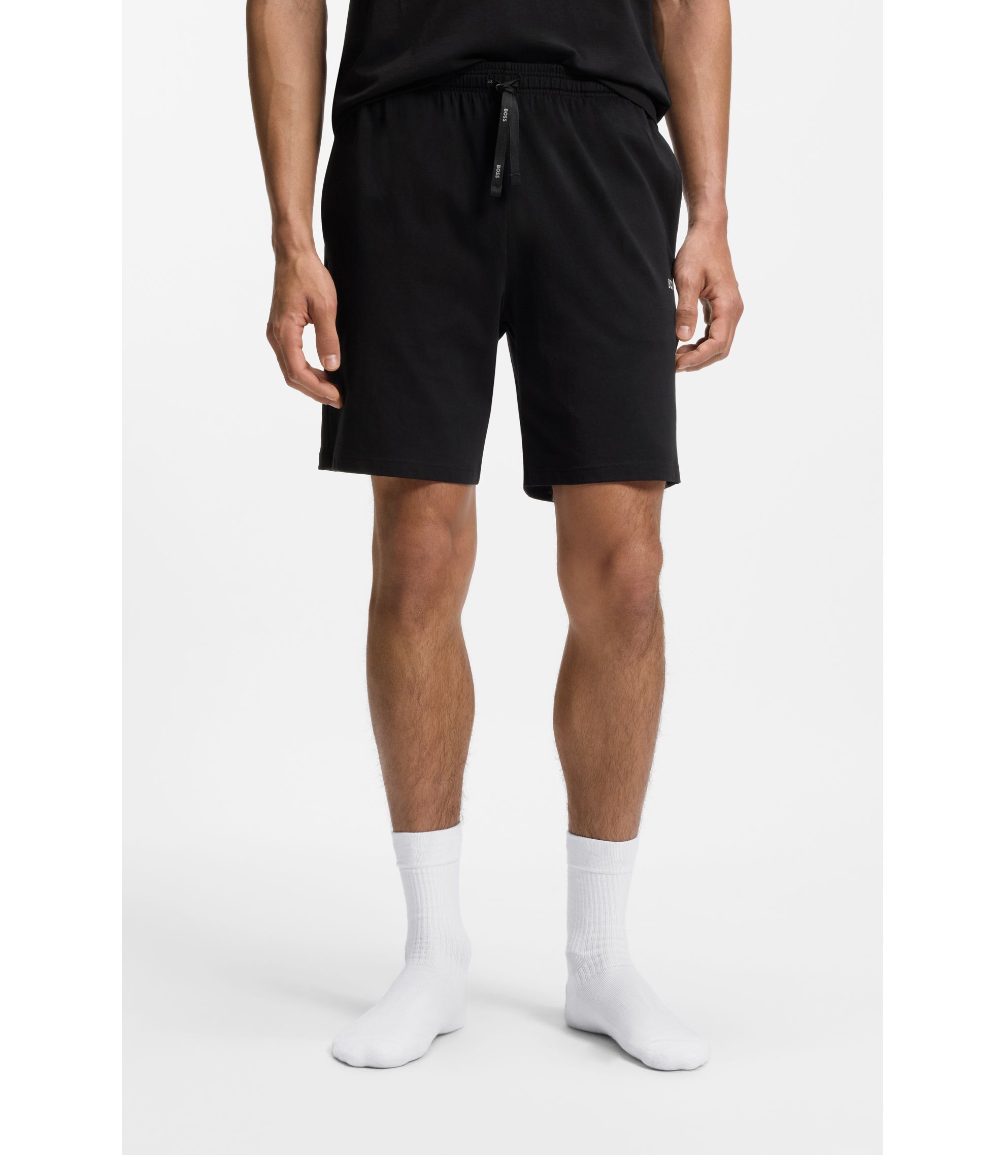 Shorts aus Stretch-Baumwolle mit Logo-Stickerei