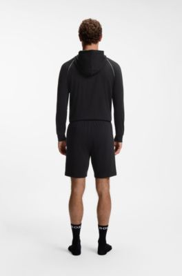 Stretch-cotton shorts with embroidered logo, Black