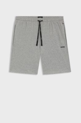 Stretch-cotton shorts with embroidered logo, Grey