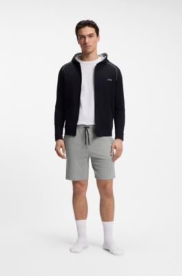 Stretch-cotton shorts with embroidered logo, Grey