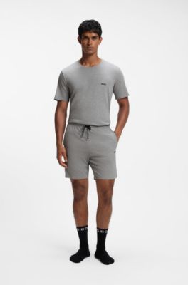 Bermuda in cotone elasticizzato con logo ricamato, Grigio