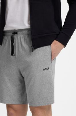 Bermuda in cotone elasticizzato con logo ricamato, Grigio