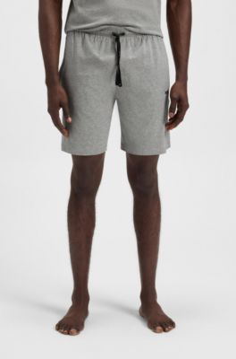 Stretch-cotton shorts with embroidered logo, Grey